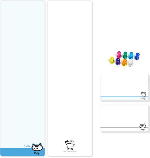 자석 모니터 메모보드 2p + 메모지 2p + 강력자석 랜덤발송 5p 세트 7 블루, 좌측용 + 우측용