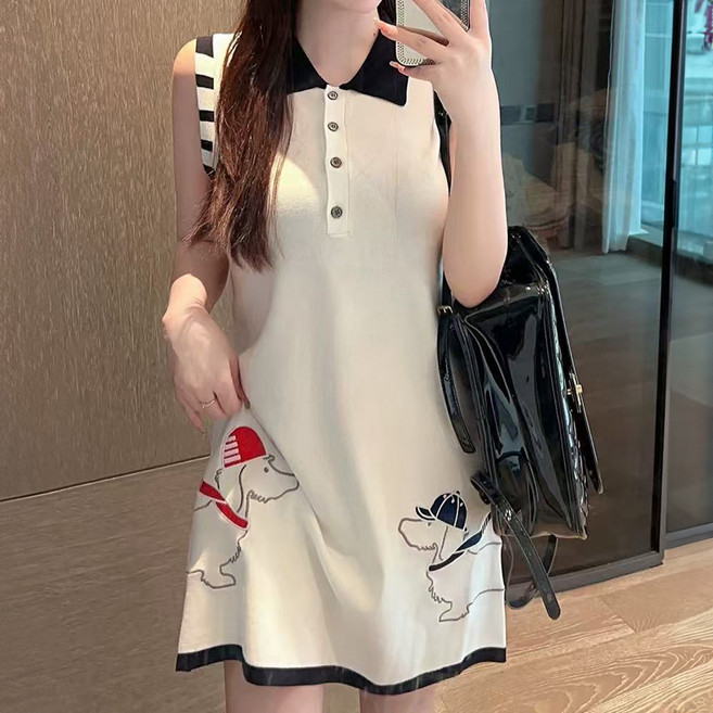 비비에모 코지 캐주얼 카라넥 퍼피 캐릭터 원피스 10325