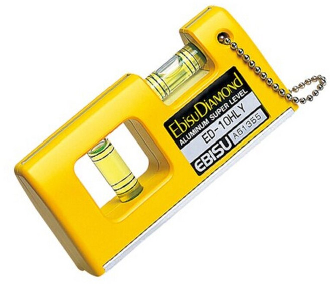 Ebisu DiAMOND 口袋型水平尺 V形槽 帶鏈條 磷光 磁鐵 鋼架施工, 1個