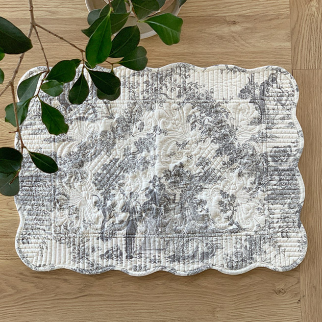 TIERRA 홈 프로방스 코튼 발매트, 그레이