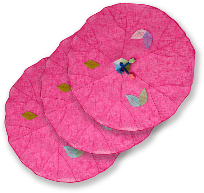 해피툴 나뭇잎 모시 조각 밥상보 핫핑크, 3개