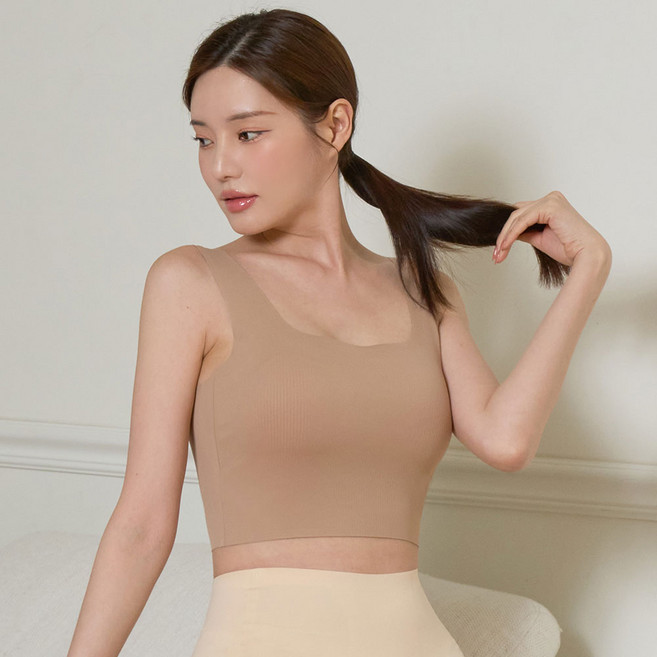 글램공감 카푸 심리스 크롭 캡 나시 브라런닝