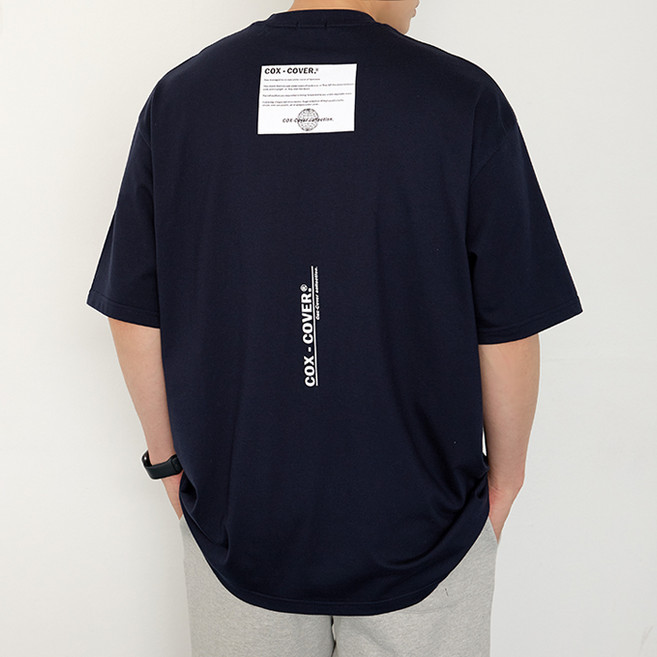 제타22 남성용 오버핏 레터링 박스 반팔 티셔츠 1025