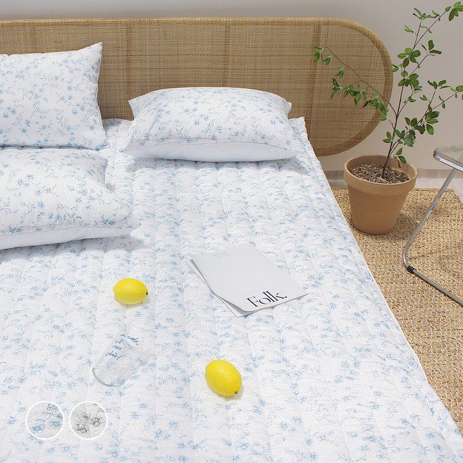 슈에뜨룸 마망 인견 여름 누빔패드, 블루