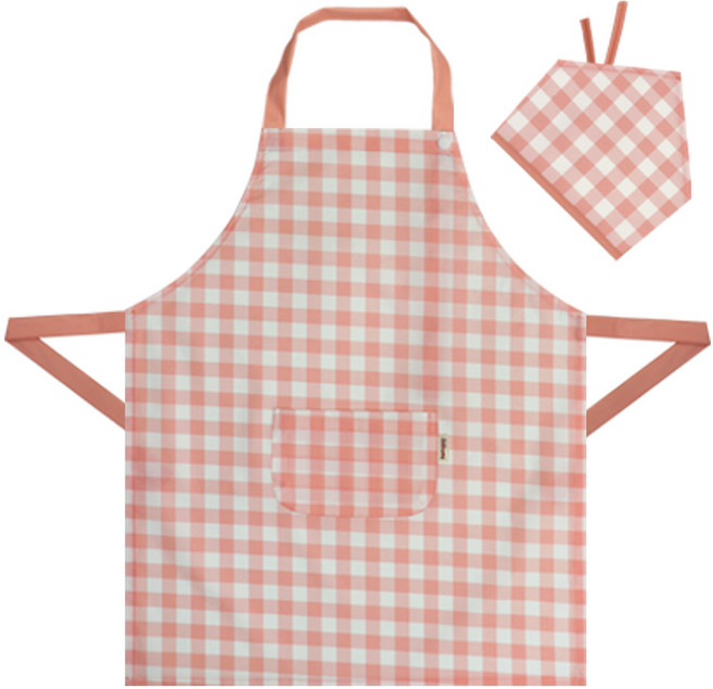 더해피 아동용 버튼형 앞치마 두건 세트