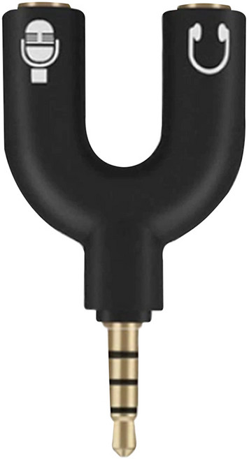 알파믹 4극 마이크 이어폰 헤드셋 변환 Y형 젠더, 블랙