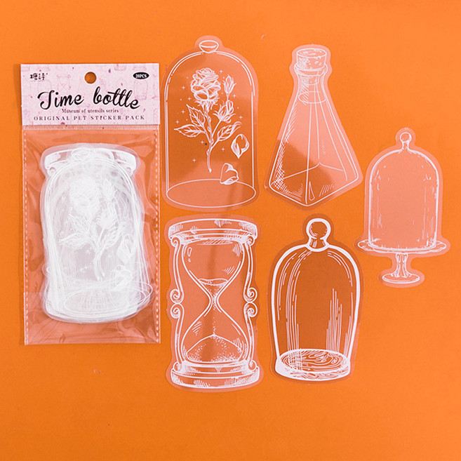 마다꾸미 다이어리 북마크 DIY 압화 꽃 책갈피 코팅지 5종 x 4p 세트 타임보틀, 1세트