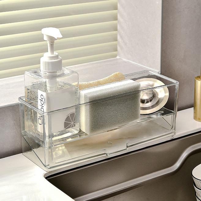 리빙공감 주방 물빠짐 수세미 세제 거치대, 1개, 투명