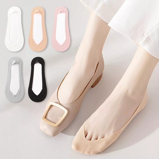 시너싹스 여성용 브이라인 골지 쿨 냉감 덧신 5켤레 세트