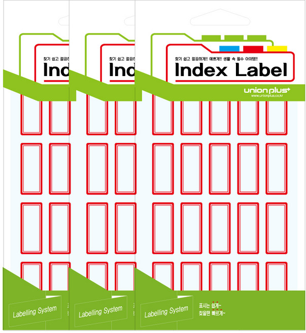 union plus 一般標籤貼紙 15 x 33 mm UL-2214, 紅色, 18個裝, 3個