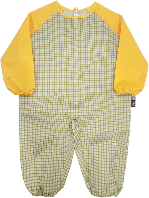 플리에 아동용 전신방수가운 배색형, 그린체크