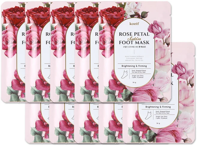 코엘프 로즈페탈 새틴 풋 마스크 16g, 10개, 2개입 - 쿠팡
