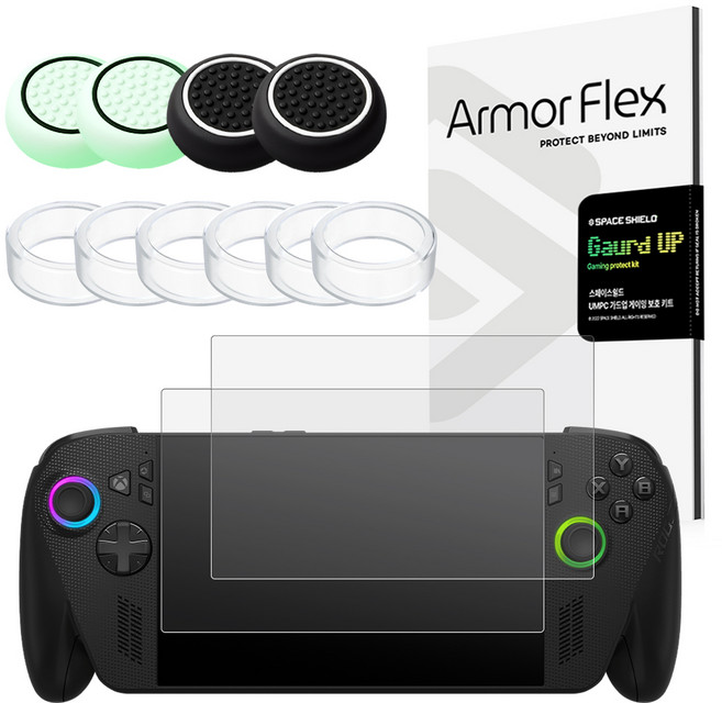 스페이스쉴드 UMPC 가드업 액정보호필름 + 스틱캡 + 갈림방지링 3종 보호 키트, 혼합색상, 1세트, ROG XBOX Ally X