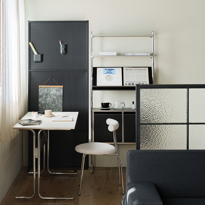 레트로하우스 타공판 철제파티션 800 스탠드 고객직접설치, 블랙