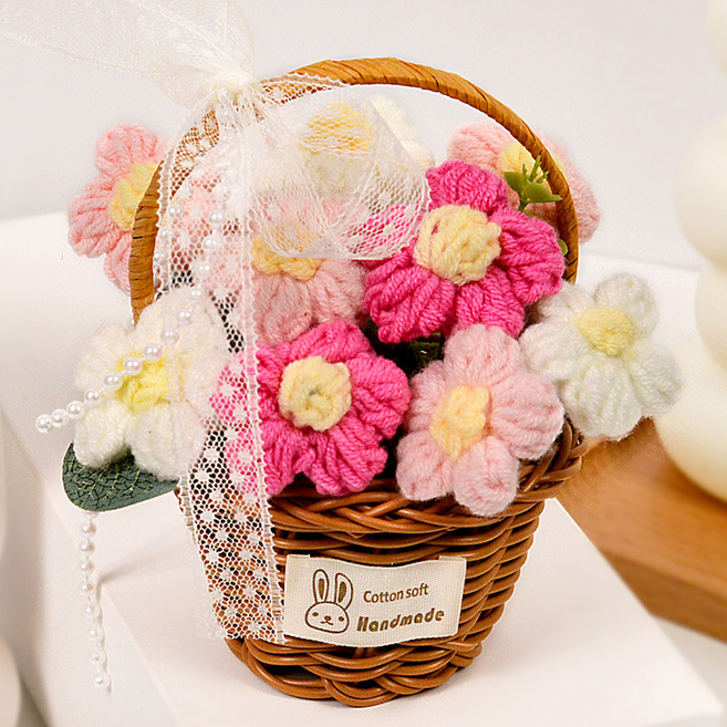 테이아 포근한 하루 니트 플라워 바스켓 인테리어 소품, 22 9송이, 1개