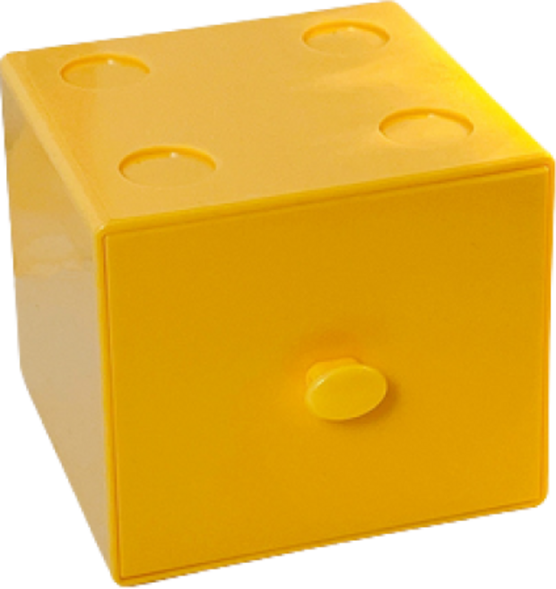 원미닛 탁상용 마카롱 컬러 블록 미니 서랍장, 옐로우, 1단