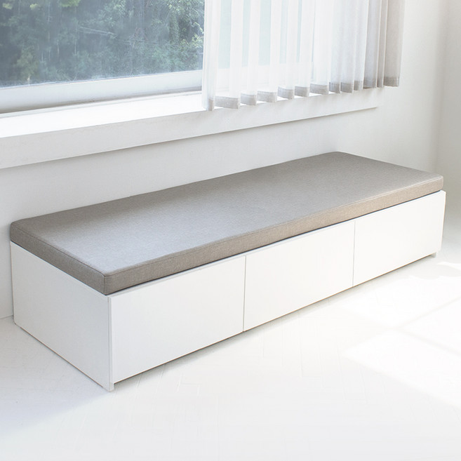 필웰 테미스 속깊은 와이드 서랍 벤치 소파 2000 방문설치, 화이트 + 그레이