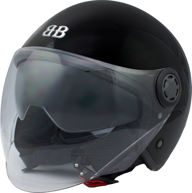 벤시 Y-2 오픈페이스 오토바이 헬멧, 유광블랙, 투명, M, 유광블랙 + 투명