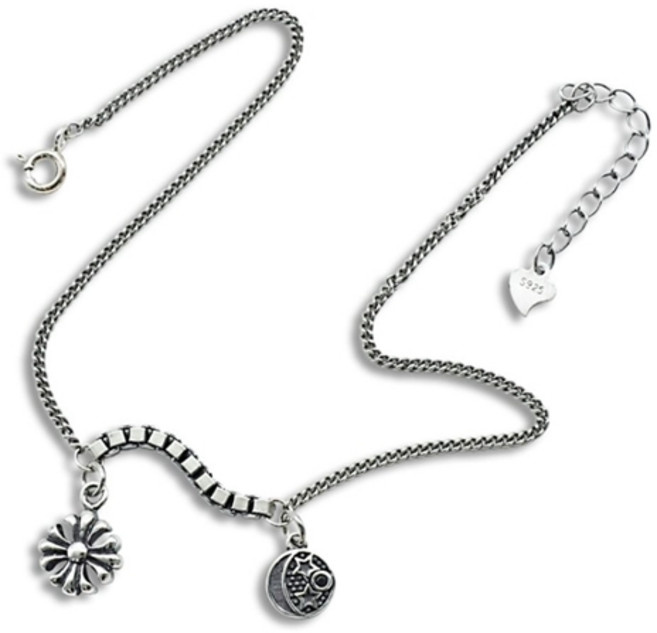 에르모사제이 실버 925 데일리 유화 레이어드 엔틱 체인 발찌 A011