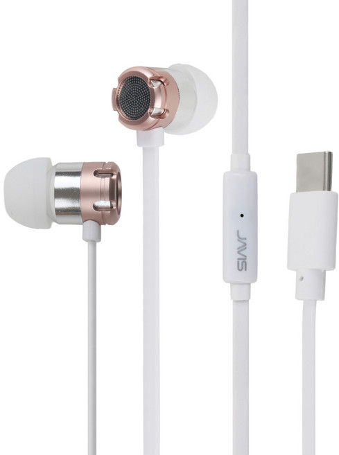 JAVIS 알루미늄 바디 C타입 유선 커널형 이어폰, JV-C105, ROSEGOLD