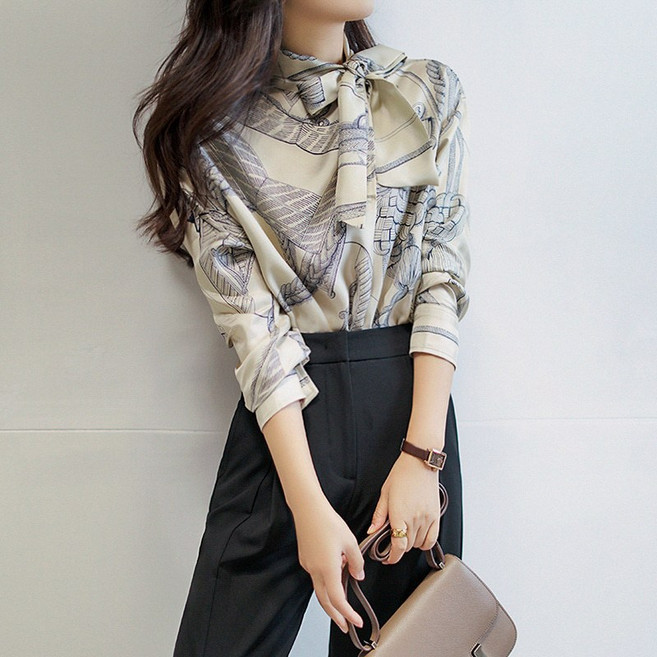 패션풀 로우프 패턴 스트랩 블라우스 27820