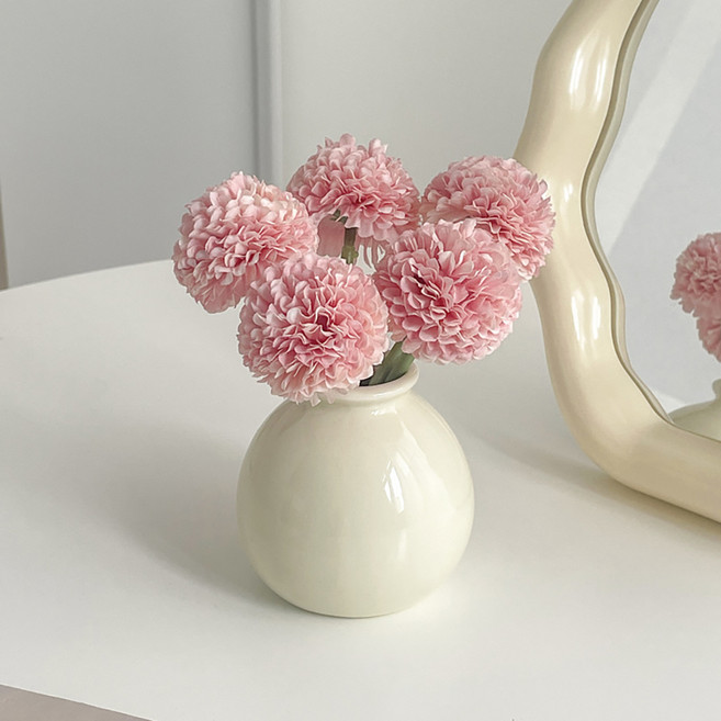 알럽홈 크림 세라믹 미니 화병 조화세트 수국 L261-0079HY, 혼합색상