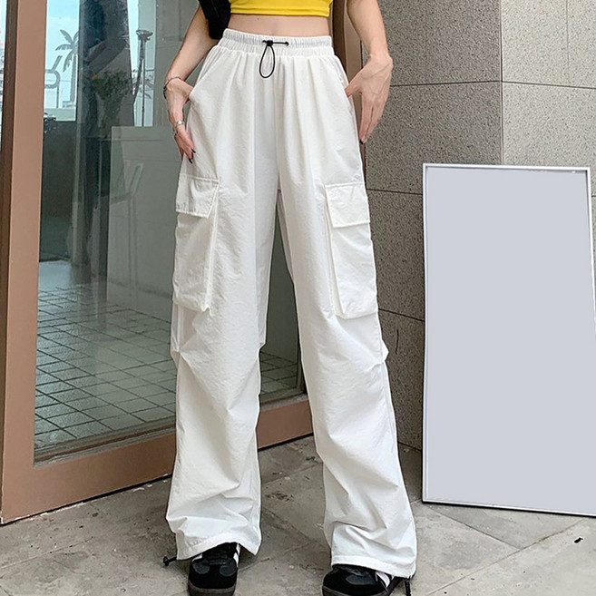 라라티나 여성용 바렌토 카고 빅포켓 와이드 스트링 팬츠