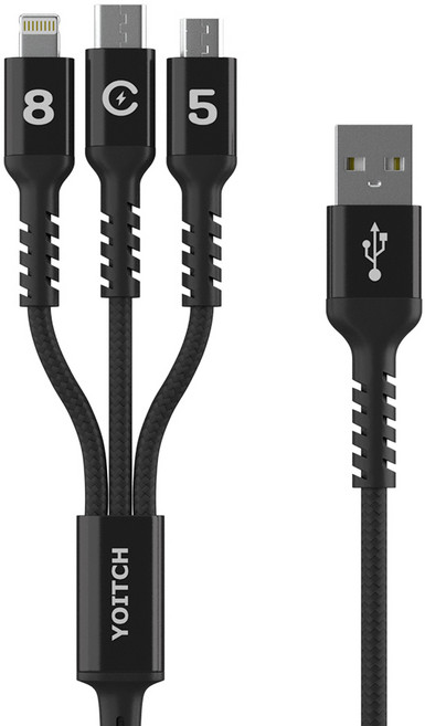 요이치 마운틴 베타S 멀티 충전 케이블, 70cm, 블랙, 1개