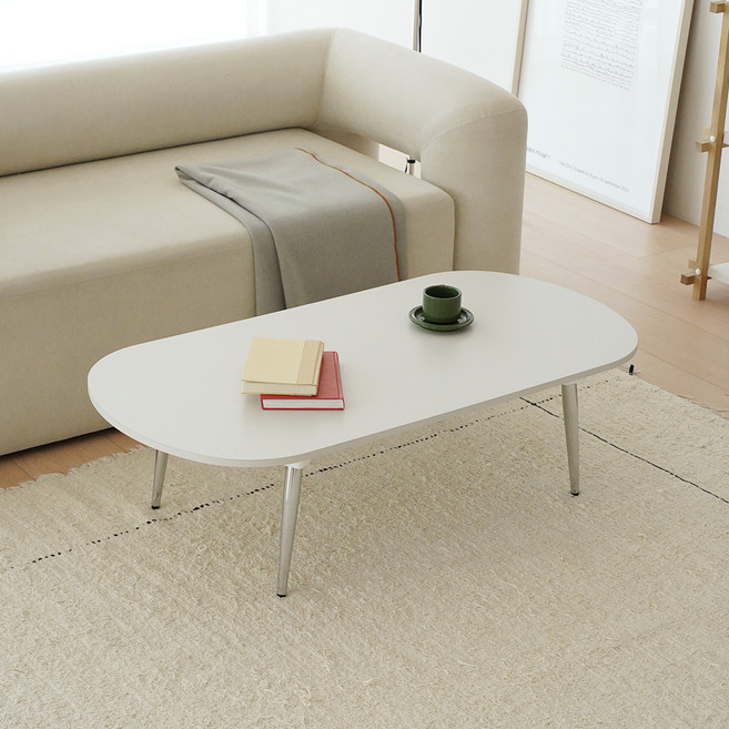 레몬트리 국내제조 E0 LPM 스틸 접이식 타원형 1200 테이블, 실버 그레이