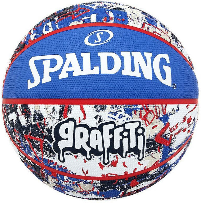 SPALDING 斯伯丁 塗鴉系列 彩虹橡膠籃球, 1個, SPA84377