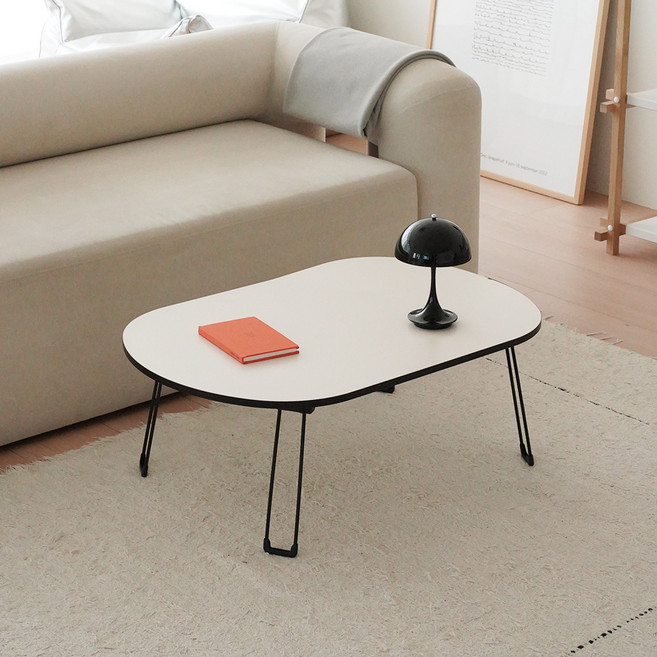 레몬트리 LPM 엣지라인 타원형 접이식 테이블, 블랙 베이지