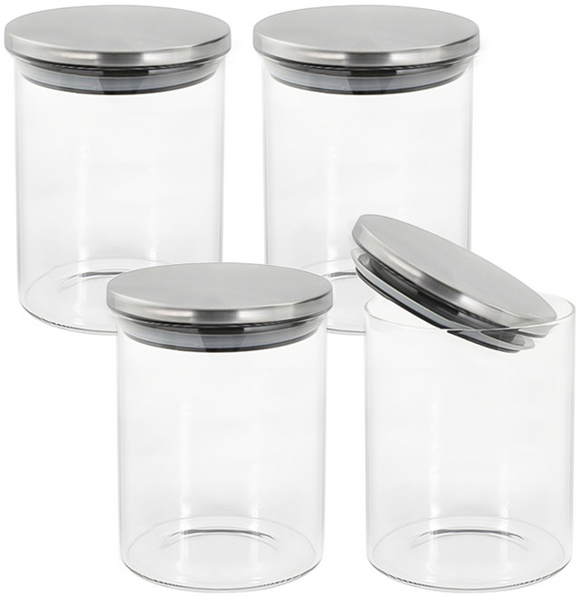 헬로키친 스테인리스 뚜껑 원형 내열유리병, 250ml, 4개