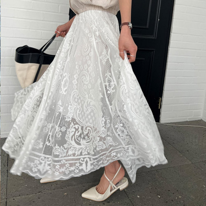 난닝구 유시랜 레이스밴딩 스커트