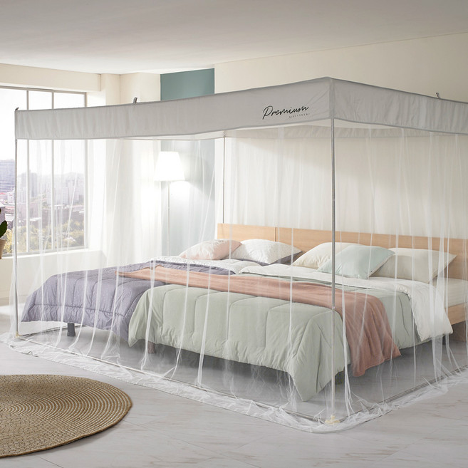 알뜨리 시그니처 사각 모기장 + 스텐봉 세트, 알로그레이