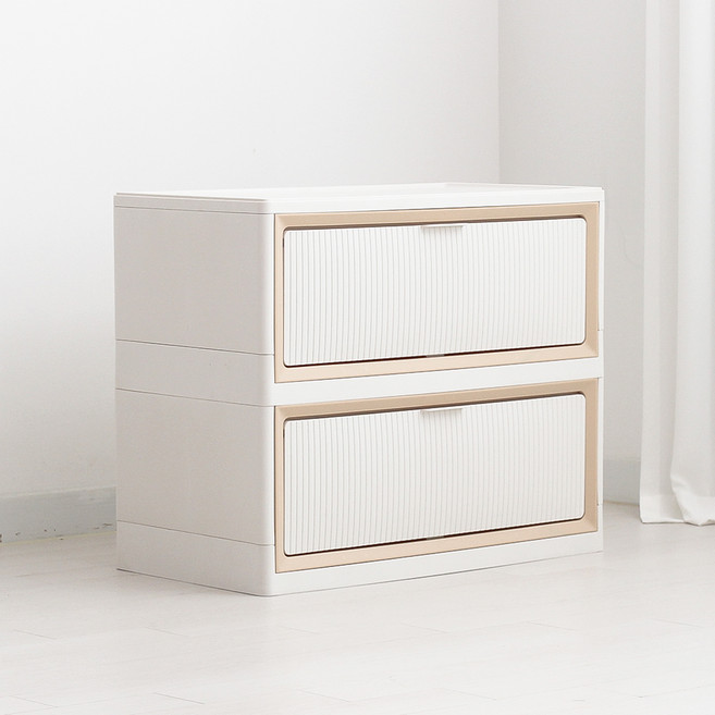 올리빙 모듈 오픈 리빙박스 650, 화이트베이지, 650 x 350 x 280 mm, 2개