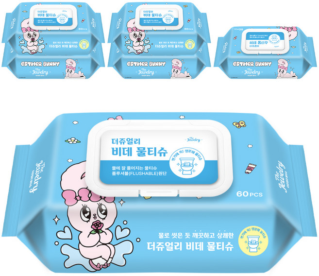 쥬얼리 비데 물티슈 캡형, 70g, 60개입, 6세트