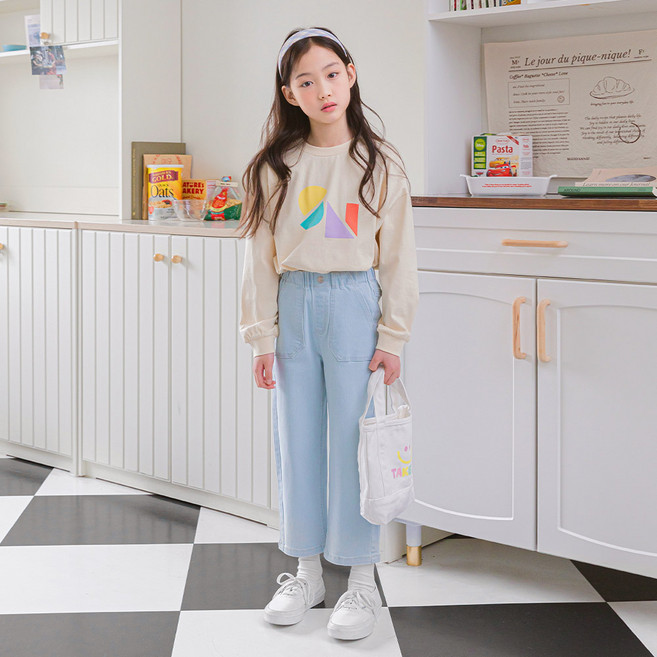 스타일노리터 여아용 세미 와이드 데님 팬츠