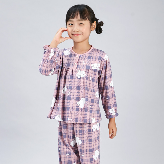 폭스클럽 키즈라인 마시멜로우 피치기모 파자마 상하의 세트