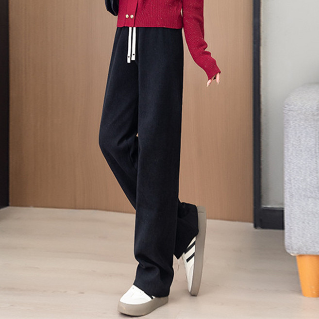 Goodif 女款垂墜感針織高腰寬鬆闊腿褲