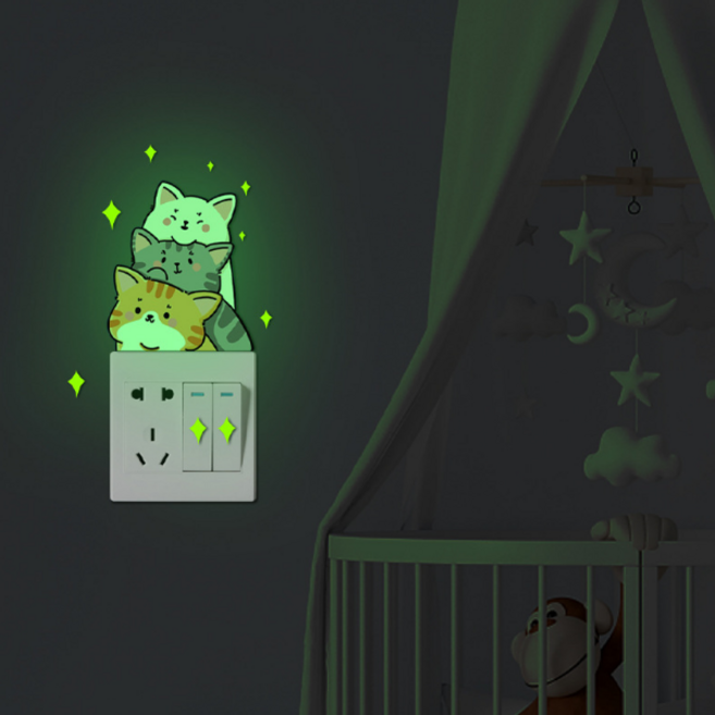 스타리움 인테리어 벽면 데코 포인트 스티커 고양이, 그린