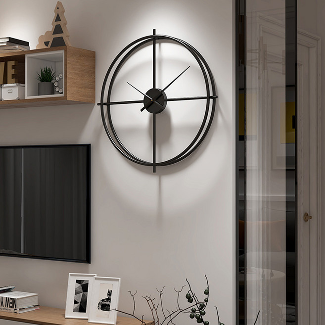 북유럽 몽틀 무소음 벽시계 50cm, 블랙