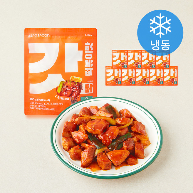 제로스푼 수비드 갓닭 떡볶이맛 (냉동), 100g, 10개, 1개입