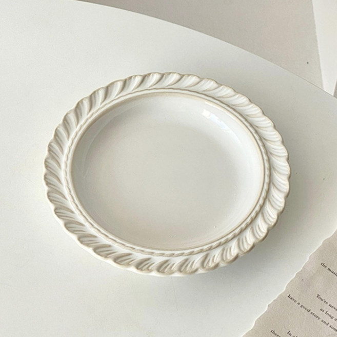 아메리칸로드 그을림 빈티지 도자기 플레이트 화이트 접시 HR2637, 향로, 1개