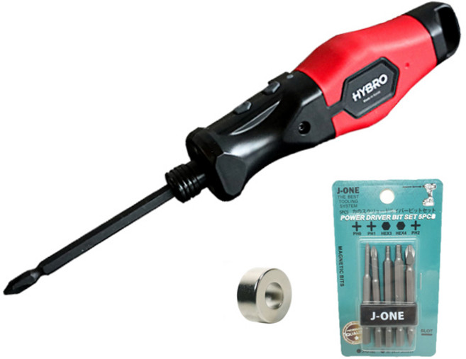 하이브로 USB 충전식 전동 드라이버 TH-H400 + 제이원 비트 5종 + 초강력 자화기, 1세트