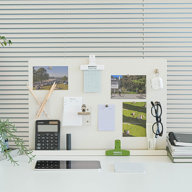 바나코 이지 클램프 데스크 파티션, 크림