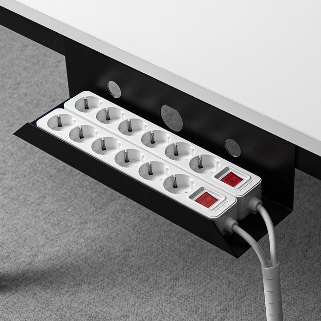 생활백서 무타공 멀티탭 전선 정리 선반, 1개, 블랙