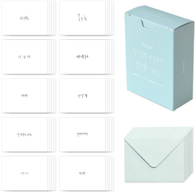 Monolike 摸摸 Ver.1 薄荷綠迷你明信片 25款 50張 + 信封 25個, 薄荷綠, 1組