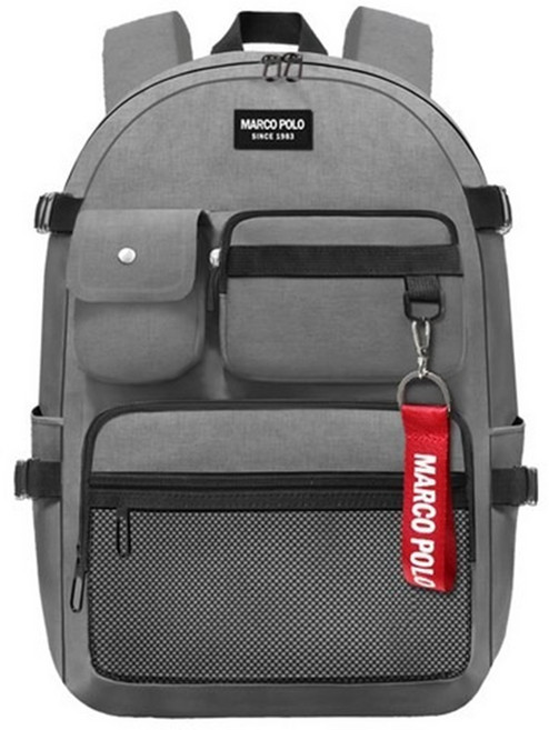 Marco Polo 多口袋 MP6485 灰色 學生休閒後背包
