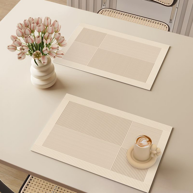 일상속반짝 식탁 매트, 화이트브라운, 2개, M