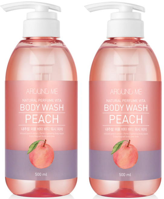 어라운드미 내추럴 퍼퓸 비타 바디워시 피치, 500ml, 2개